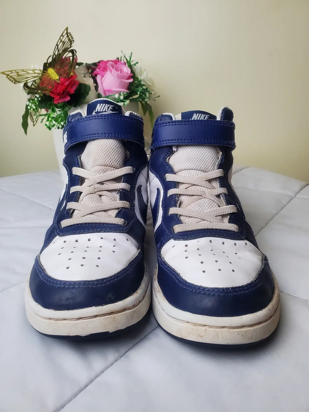 Nike Court Borough Mid 2 White Blue Size 1.5Y